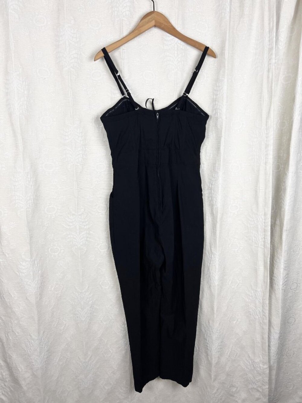 Unique Vintage corset-style black jumpsuit stretch cropped retro pinup vamp L - Picture 5 of 10